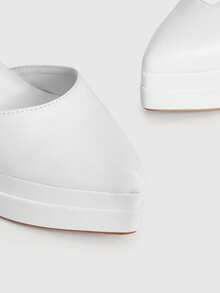 SHEIN X Belle Mariano CUCCOO LuxiPop Women's Thick Sole Buckle Design Elegant High Heels For Christmas - White - View 9