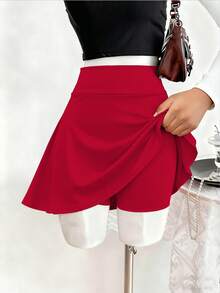 女童休闲多功能运动芭蕾舞紧身裤裙 - 酒紅色 - 查看 3