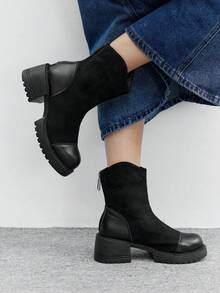 CUCCOO BIZCHIC Casual Commuter Simple Chunky Heel Women Ankle Boots For Christmas - Black - View 1