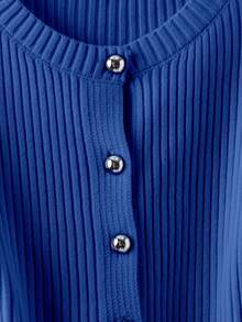 Franclia Y2K Cardigan Sweater, Suitable For Commuting, School, Halloween, Office, Outdoor, Birthday, Casual Wear In Autumn/Winter - Blue - View 4