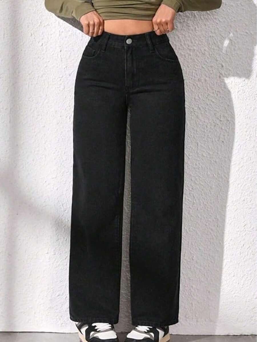 Pantalones de mujer pantalones vaqueros pantalones anchos pantalones baggy pantalones de mezclilla mujer pamtalones mujer pantalones de mujer mezclilla pantalones de mujer curvy - Gris - Ver 1