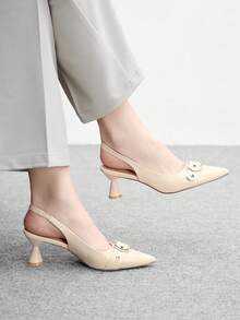 CUCCOO BIZCHIC 女士休闲纯色高跟鞋，适合办公室/通勤穿着 - 杏色 - 查看 1