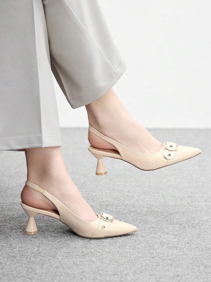 CUCCOO BIZCHIC 女士休闲纯色高跟鞋，适合办公室/通勤穿着 - 杏色 - 查看 1