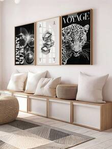 1/3 Piezas Pintura en lienzo con estampado de leopardo/guepardo, patrón de bola 8 con suerte, póster estético rosa, decoración de estilo preppy de lujo para dormitorio, sala de estar o regalo para habitación de estudiante (sin marco) - Multicolor - Ver 2