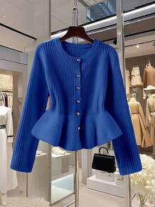 Franclia Y2K Cardigan Sweater, Suitable For Commuting, School, Halloween, Office, Outdoor, Birthday, Casual Wear In Autumn/Winter - Blue - View 6