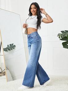 Pantalones de mujer pantalones vaqueros pantalones anchos pantalones de mezclilla mujer pantalones baggy pamtalones mujer pantalones de mujer mezclilla pantalones de mujer curvy - azul real - Ver 4