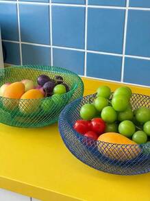 Joivida 1pc/2pcs Simple And Creative Bird's Nest Fruit Blue, Mesh Fruit Basket, Draining Basket, Suitable For Placing Snacks And Fruits In The Kitchen, Living Room, Dining Table - Multicolor - View 3