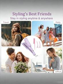 Teckwe 32毫米（1.25英寸）离子波浪卷发棒，陶瓷双筒设计，快速加热，防烫伤，双电压，4档温度可调，适用于短发和长发。