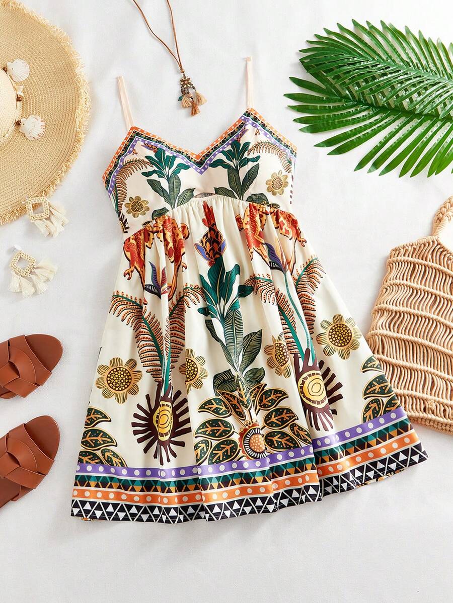 Travachic Vacation Woven Printed Spaghetti Strap Women Mini Dress, Beach Chic Dress, Tropical Print Dress, Casual Going Out Outfits,Vacation Casual Terno Outfit For Women,Summer Holiday Outfits,Spring Break Outfits,Party Outfit,Beach Outfit,Spring Clothing,Valentine's Day,Valentine Outfits For Women,Carnival Costume,Elegant,Floral,Carnival,Spring To Summer ,Party ,Summer Dress,Valentine's Day Dress,Wedding Guest Dress For Women,Birthday Dress,Party Dress,Elegant Dresses For Women,Floral Dress,Summer Dress,Carnival Costume, Mexican Style Dress Women Boho Dress For Women,Party Dress,Beach Outfit,Elegant Dresses For Women Tropical Vacation Dress Boho Summer Dress Women Beach Sundress Summer Beach Dress, Bohemian Outfits, Ibiza Outfits, Western Style - Multicolor - View 1