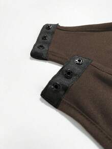 SHEIN LUNE Áo liền thân nữ kiểu dáng thường ngày - Cà phê nâu - Xem 5