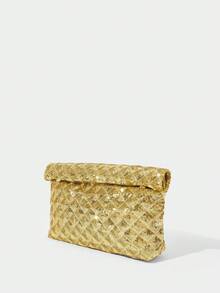 SHECARRY 女士软亮片信封包手拿包，适合派对、约会和节日场合 - 金色 - 查看 4