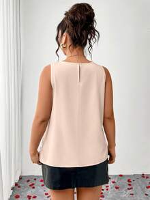 Elenzga New Sequin Patchwork Sleeveless Shirt, Round Neck, Versatile Streetwear, Plus Size