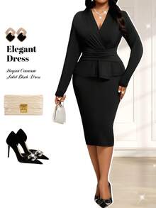 Fleurora Váy dự tiệc màu trơn thanh lịch cỡ lớn - Màu tím - Xem 7