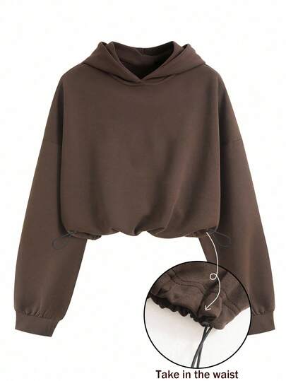 Airaco Plus Size Women Casual Drawstring Hooded Sweatshirt