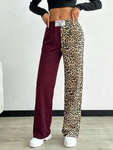EURMUSE Cotton Petite Two Color Contrast Printed Sweatpants - Multicolor - View 5