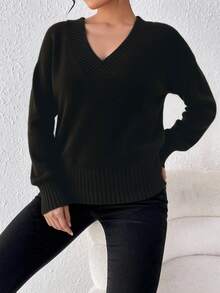 Plus Size Sweaters - Black - View 2
