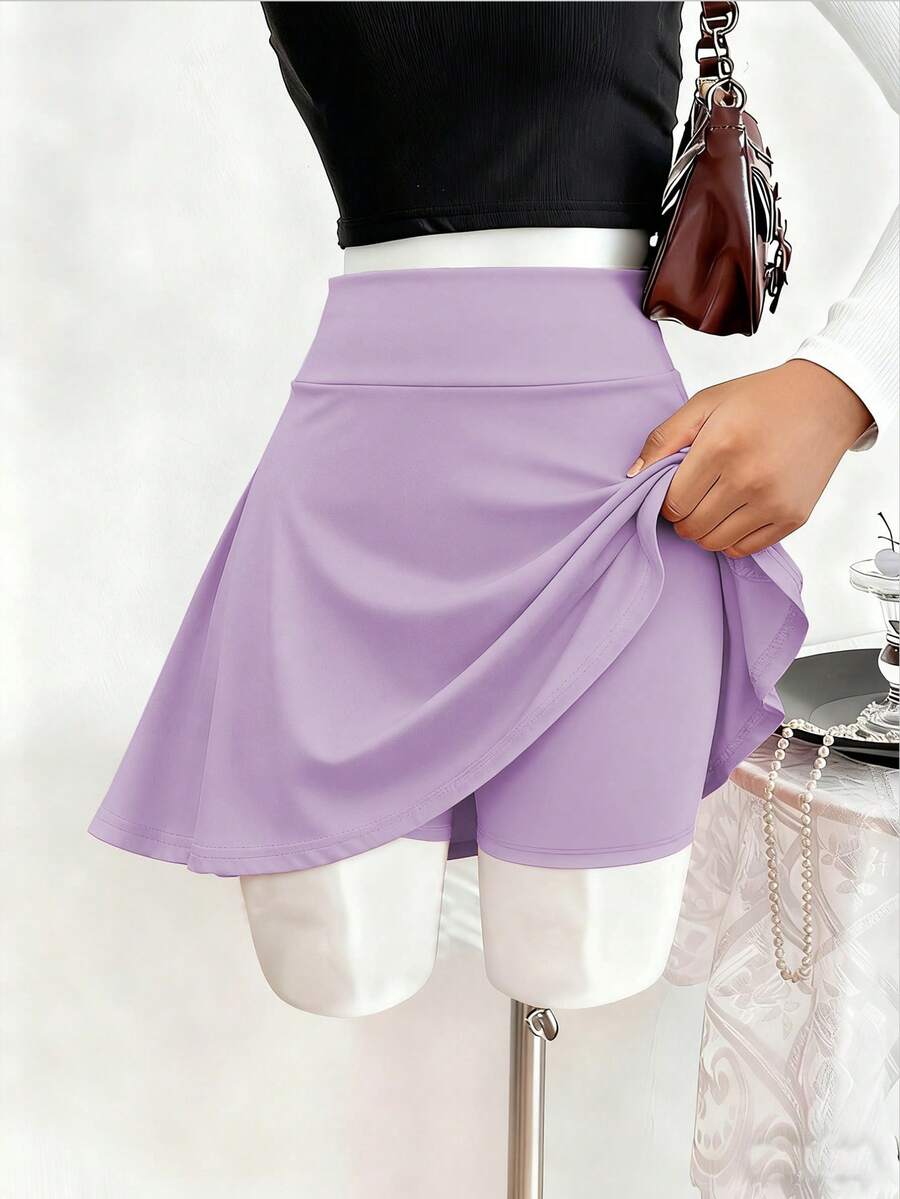 女童休闲多功能运动芭蕾舞紧身裤裙 - 紫色 - 查看 1