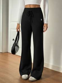 SHEIN Tall 女士刺绣喇叭裤，时尚设计，适合夏季穿着