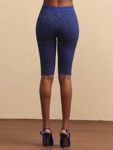 NYA SZN Pant Mid Rise Capri Fitted Bodycon Pocket Detail Plaid Checkered Print Pattern Everyday Casual Concert Birthday Date Business Casual Office Fall Winter Knit Stretch Carnival Outfits For Women - Blue - View 6