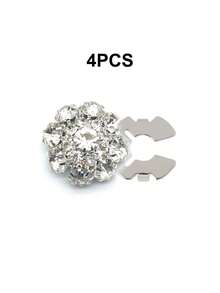 1/2/4pcs 21mm Rhinestone Button Covers For Women, Crystal Button Covers, Detachable Clip On Button Covers, Crystal Fancy Buttons For Clothing, Button Snaps With Pliers Press For Dress Suit Tux Shirt Accessories, Lead Color