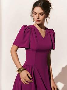 Poéselle Women's Fashionable Casual Long Dress - Red Plum - View 3