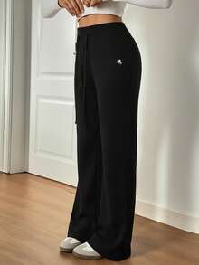 SHEIN Tall 女士刺绣喇叭裤，时尚设计，适合夏季穿着