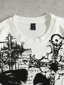 ROMWE MEN Men's Cross Print 2 In 1 Long Sleeve Crew Neck Casual T-Shirt - Grey - View 4