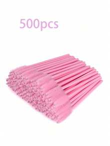 50/100/200/500 Piezas Cepillos desechables negros para pestañas, varitas de rímel, aplicadores de maquillaje mini para cejas - Rosa - Ver 6