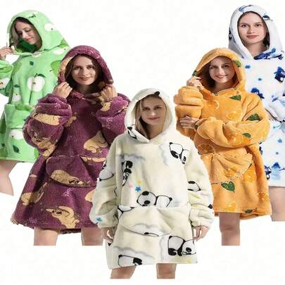 1 adet Kalın Flanel Kapüşonlu TV Battaniyesi, Ultra Yumuşak Çift Taraflı Sherpa Yünlü Giyilebilir Battaniye, Büyük Boy Uzun Kollu Yün Battaniye Tulum, Flanel Pijama, TV Battaniyesi, Battaniye, TV Battaniyesi, Dış Mekan Soğuk Geçirmez Kapüşonlu Ev Giyim Battaniyesi (Çift/Ev Giyim), Sıcak Kış Çift Cepli Uyku Battaniyesi, Yeni Yıl Hediyeleri