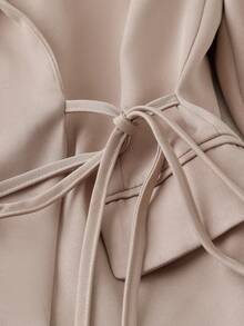 Modelyn Women's Rhinestone Decor Lapel NeckLong Sleeve Side Knot Elegant Blazer - Khaki - View 4