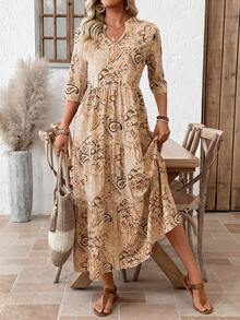 EMERY ROSE 女士休闲佩斯利印花连衣裙，适合度假 - 彩色 - 查看 4