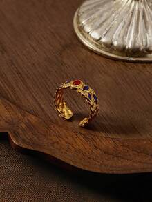 Glisma 18K 镀金红色和黑色渐变锆石戒指 - 紅色 - 查看 4