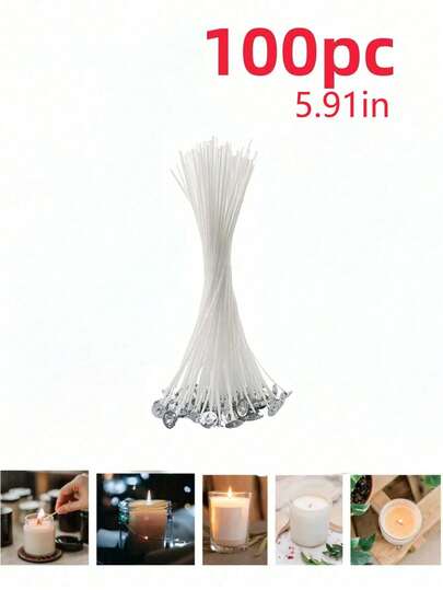 Candle Wicks – 15 Cm Length, Optimal Thickness For Best Smoky Effect, Metal Base, Perfect For Candle Making