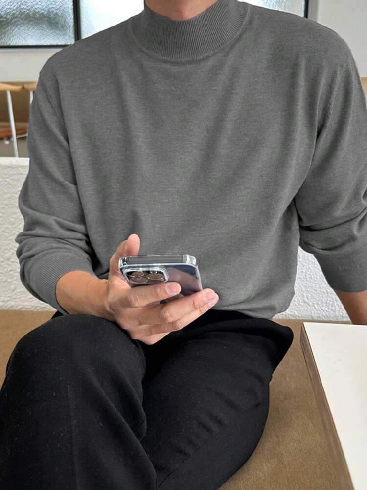 Men's Solid Color Turtleneck Sweater, Autumn