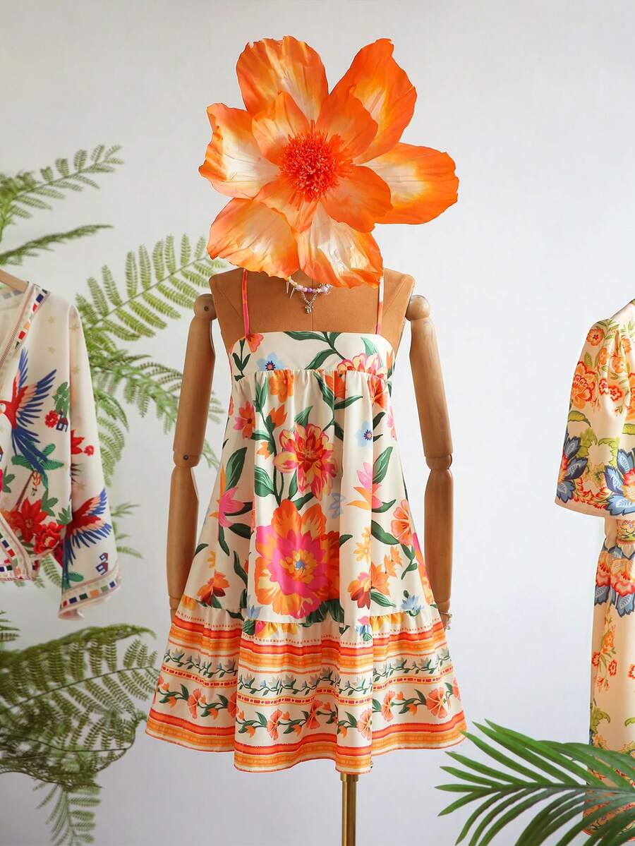 Travachic Floral Print Cami Dress, Casual Vacation Style - Multicolor - View 1