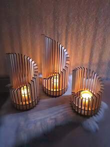 1 chiếc giá nến gỗ nhiều tầng thủ công, vân gỗ tự nhiên, thiết kế tinh tế tạo không gian lãng mạn cho ngôi nhà, vật trang trí trung tâm, quà tặng Ngày của Mẹ. - Nhiều màu - Xem 6