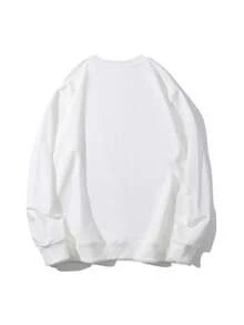 Sudadera Pullover para Hombre Color Sólido Acolchado Cálido Adecuado para llevar en Navidad - Blanco - Ver 3