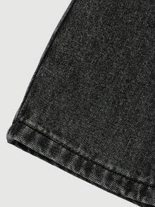 SHEIN Baby Girl Casual Washed Elastic Waist Wide Leg Jeans - Black - View 4