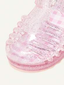 Cozy Pixies 1 Paar modische, vielseitige, süße, verspielt prinzessinrosa transparente, weiche und bequeme Strandkristall-Gitter-Sandalen im Landhaus-Stil - Babypink - Übersicht 8