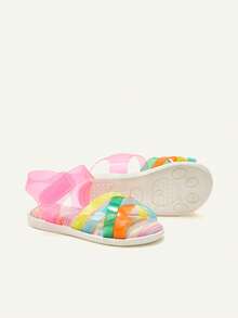 Cozy Pixies 1 Đôi dép đế bằng hở mũi thời trang đa năng dễ thương cho kỳ nghỉ hè trên bãi biển trong suốt nhiều màu sắc giản dị cho bé gái mới biết đi - Nhiều màu - Xem 8