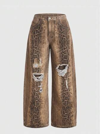 Street Life Jeans a zampa di elefante in stile vintage con stampa leopardata, taglie comode