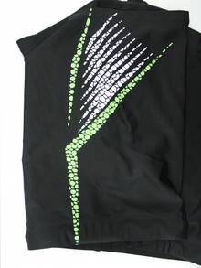 Manfinity Swimmode Men's Contrast Color Print Drawstring Waist Swim Trunks Mens Swimming Trunk Mens Swim Wear Men Swim Trunks With Compression - Black - View 4