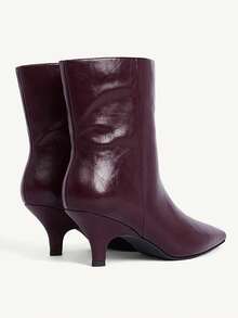 CUCCOO CHICEST Women's Fashion Versatile Pointed Toe High Heel Ankle Boots Valentine's Day - Burgundy - View 13