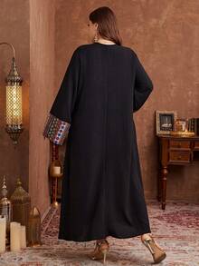 Al Najma Embroidery Print Tassel Decor Plus Size Women Dress