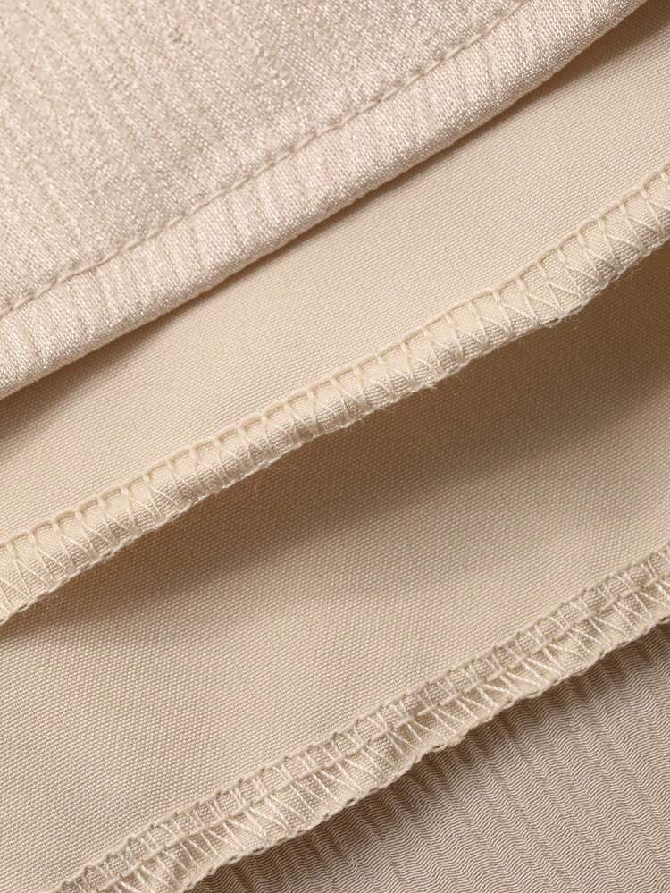 Solid Color Fitted Waist V-Neck Long Sleeve Elegant Dress For Women, Spring/Autumn