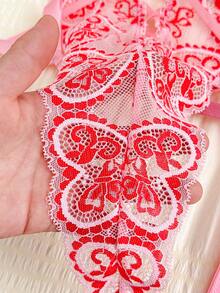 1pc Sexy Lace Criss-Cross Backless Deep V Design Lingerie Set, Romantic & Seductive - Multicolor - View 6