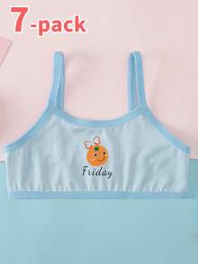 7 Pack Young Girls Undershirt,Sleeveless Tank Tops With Weekday Prints,Pastel Colors Round Neck Layering Camisole For Everyday Casual Wear & Gifts - Multicolor - View 7
