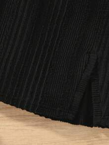 Elladie kids 2 Stücke/Set Mädchen Aprikose Hemdkleid und schwarzes geripptes Trägerkleid, mit liebevollem Rüschensaum Design, Schlitzausschnitt für einfaches Anziehen