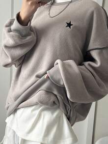 FRIFUL Women's Casual Colorblock Star Pattern Sweater, Autumn/Winter - Grey - View 5