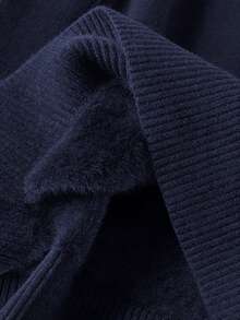 SHEIN LUNE Plus Size Casual Rib Knit High Neck Long Sleeve Pullover Regular Sweater - Dusty Blue - View 6